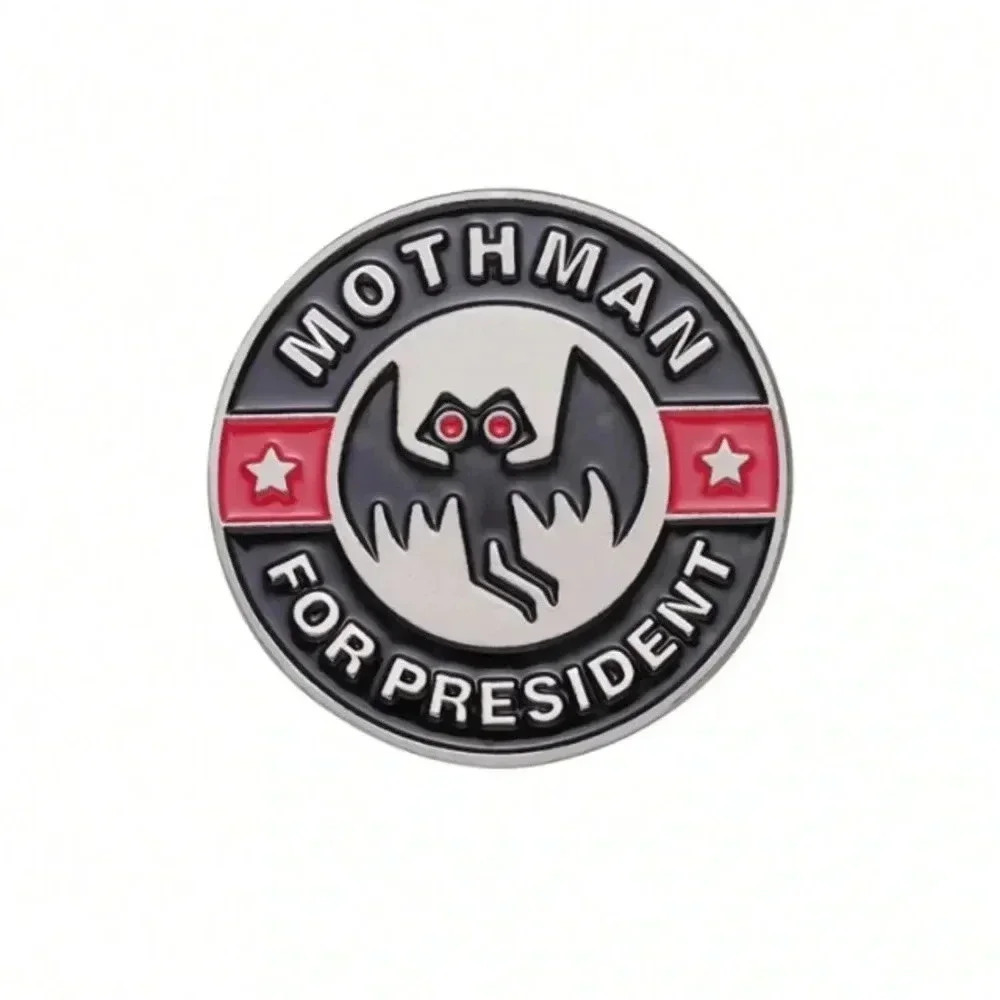 1 piece unisex black red white mothman for president enamel pin backpack clothes